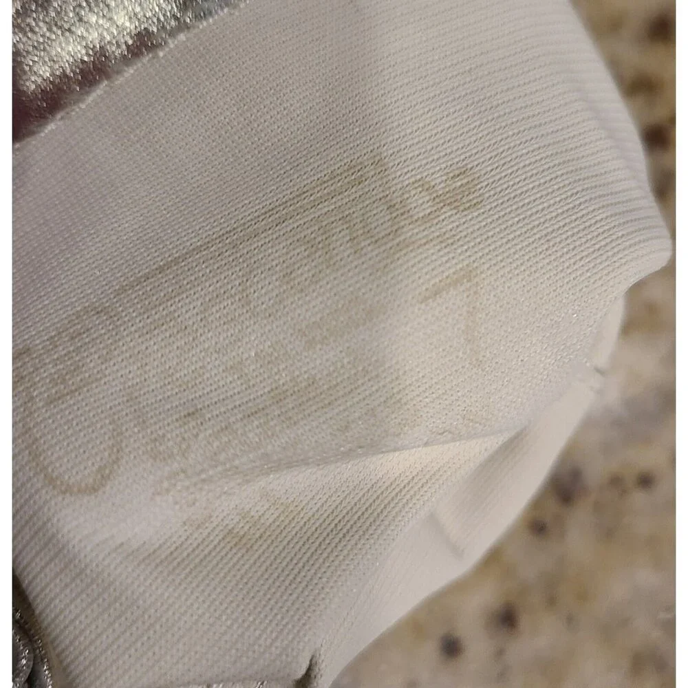New! Vintage Size M 7 Metallic Silver Stretch Nylon Formal 8